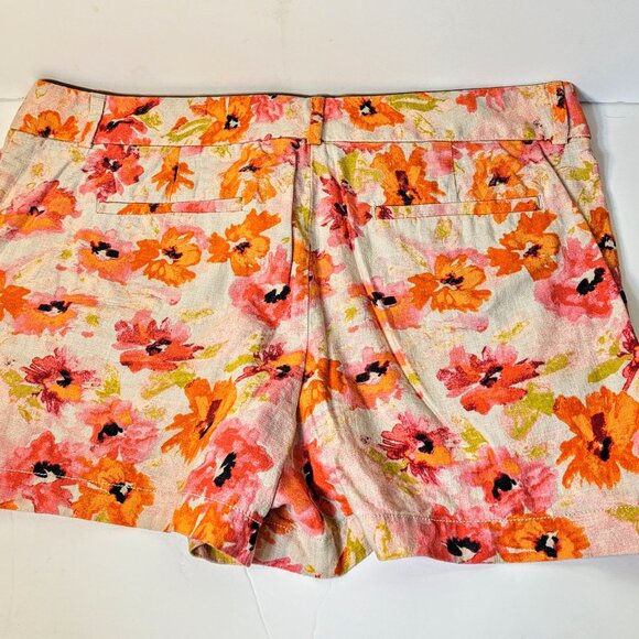 Ann Taylor Loft Floral Print Linen Blend Shorts Pink Orange Plus Size 14 - Picture 4 of 6